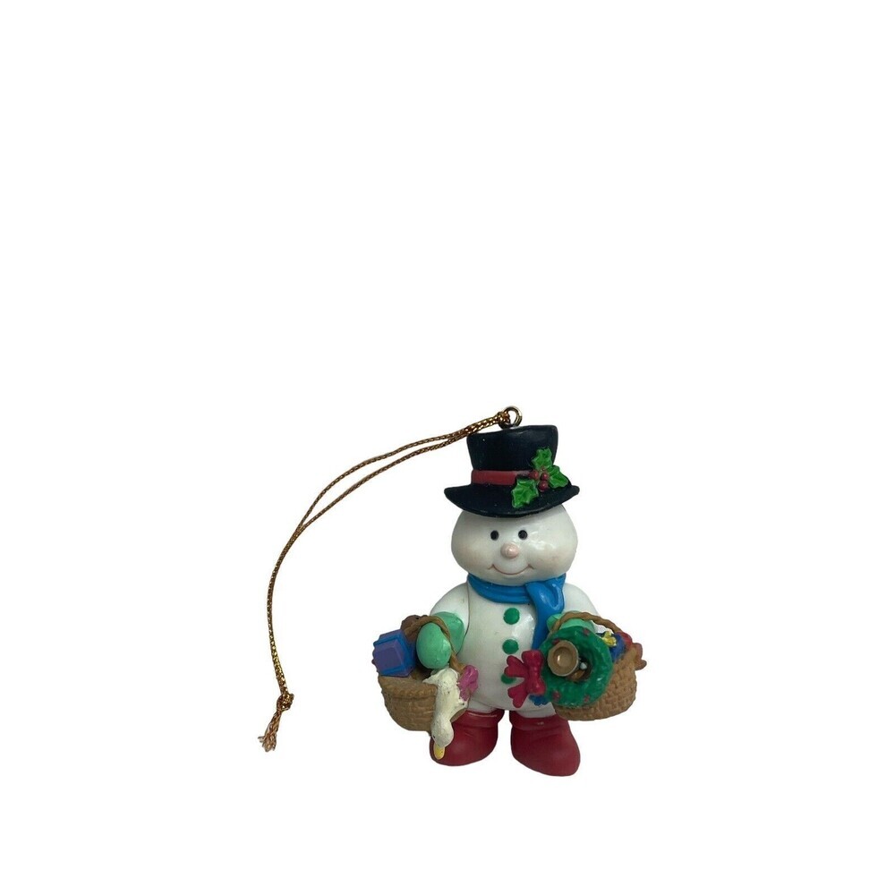 Vintage Lustre Fame Snowman Ornament Hat Gifts 1994